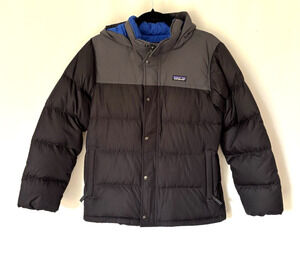 Patagonia Kids Puffer Jacket Coat XL 14 Gray Zip Hoodie Pockets